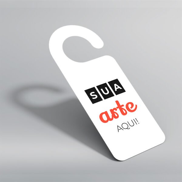 Aviso de Porta - Personalizado - Papel Couchê - Modelo Gancho - Frente <br> #Kit com 12 unidades - Imagem 2