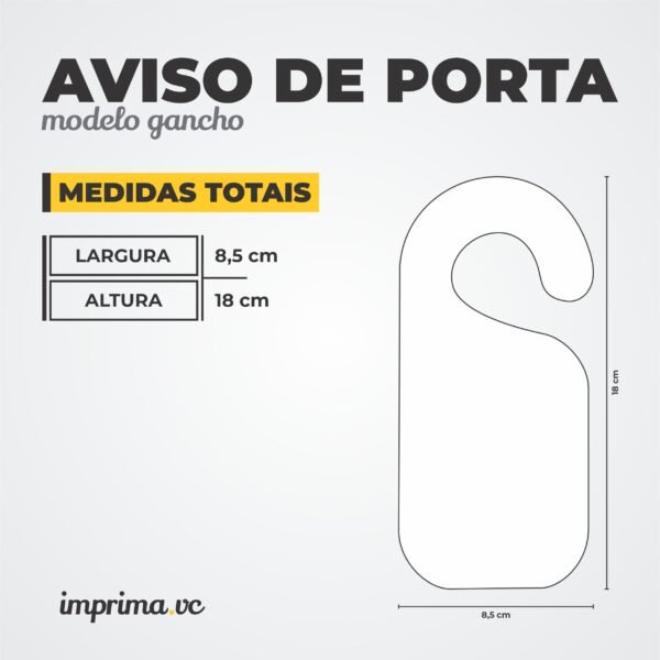 Aviso de Porta - Personalizado - Papel Couchê - Modelo Gancho - Frente <br> #Kit com 12 unidades - Imagem 3